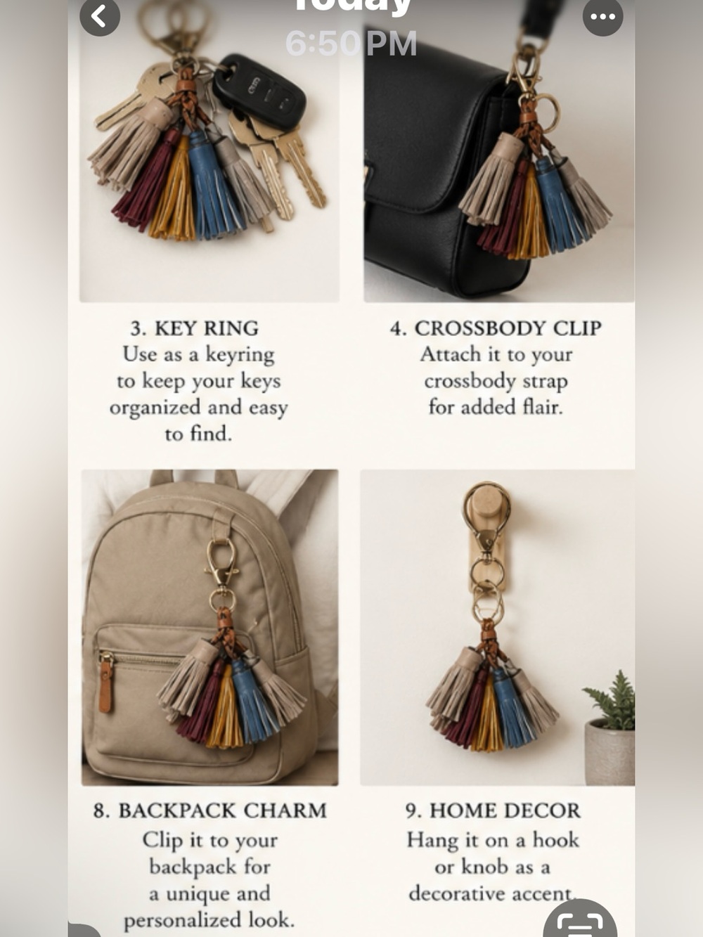 Rebecca Minkoff Multicolor Leather Tassel KEYCHAIN or bag charm NWT - Picture 4 of 9
